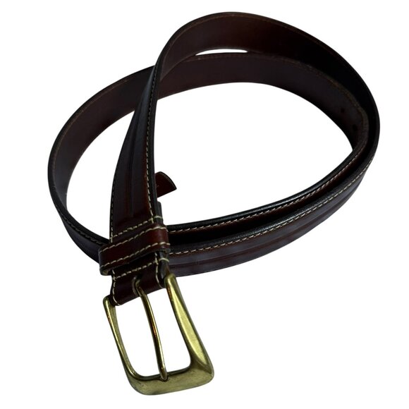Cole Haan Brown Leather Channel Detailing Belt – Size 42 – EUC - Picture 1 of 12
